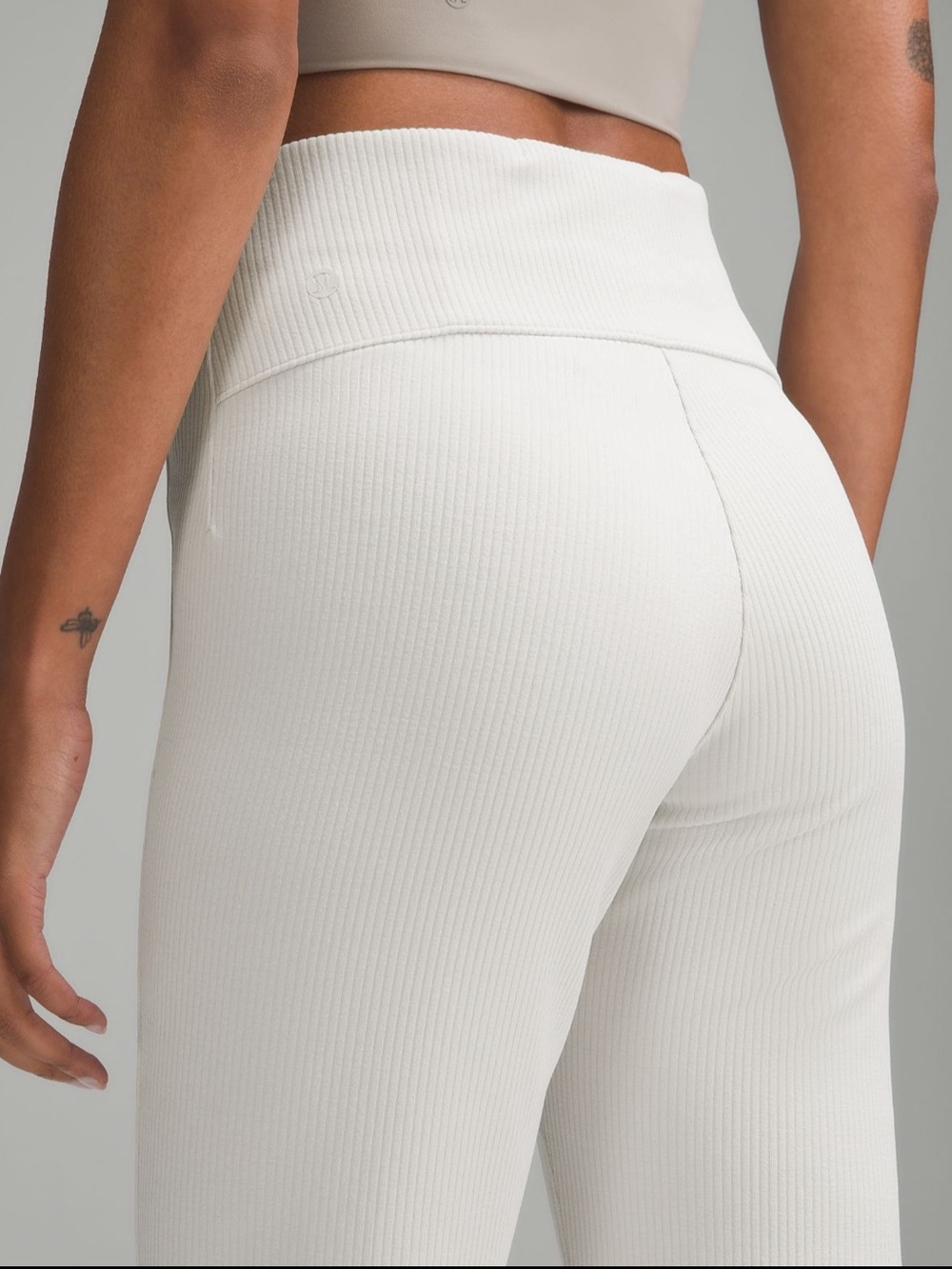 Lululemon Brushed Softstreme Ribbed Zip Flared Pant 32.5" - Bone
